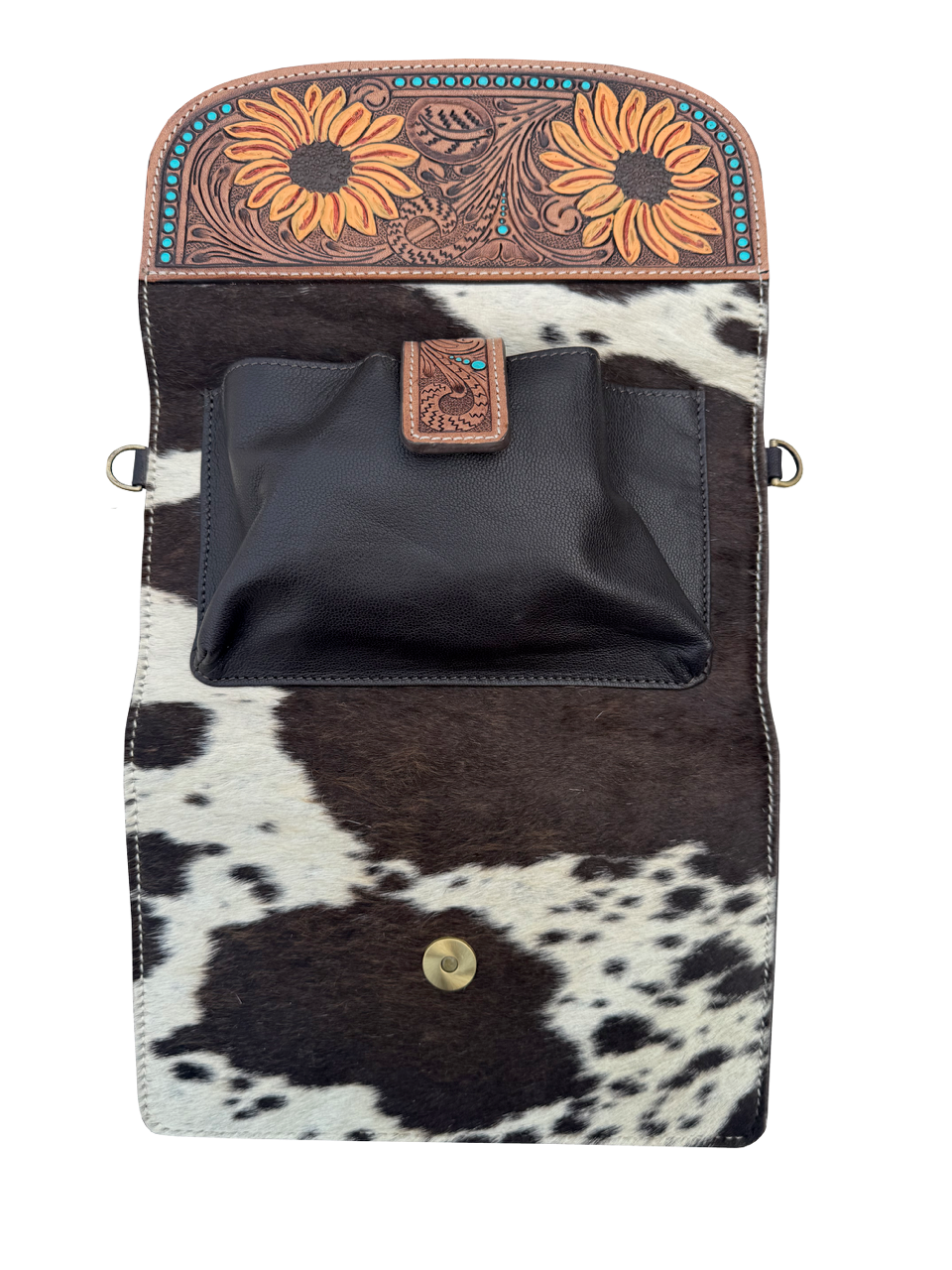 The Design Edge - Wholesale Crossbody Bag - Women's - Cowhide Sunflower Tooling Leather Wallet Bag – AB86 - Cancun4