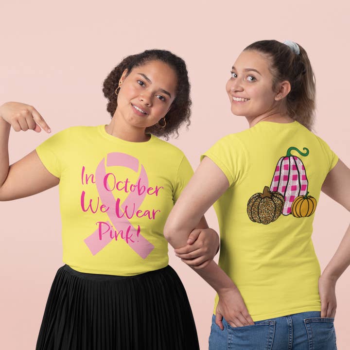 Im Oktober tragen wir ein rosafarbenes Kurzarm-T-Shirt für Damen von Breast Cancer Awareness für den Großhandel von inspire