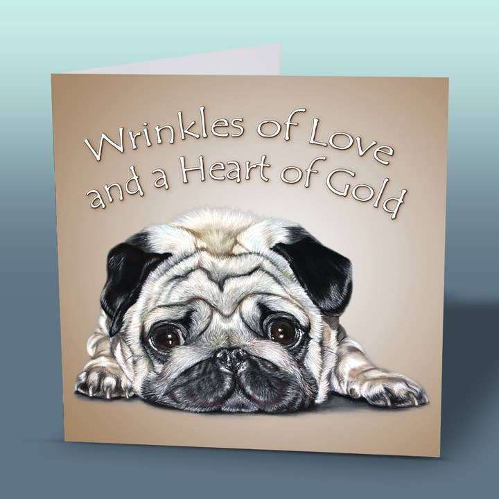 Dog Greeting Card - Pug - Quote for wholesale by Irisha's Card Art