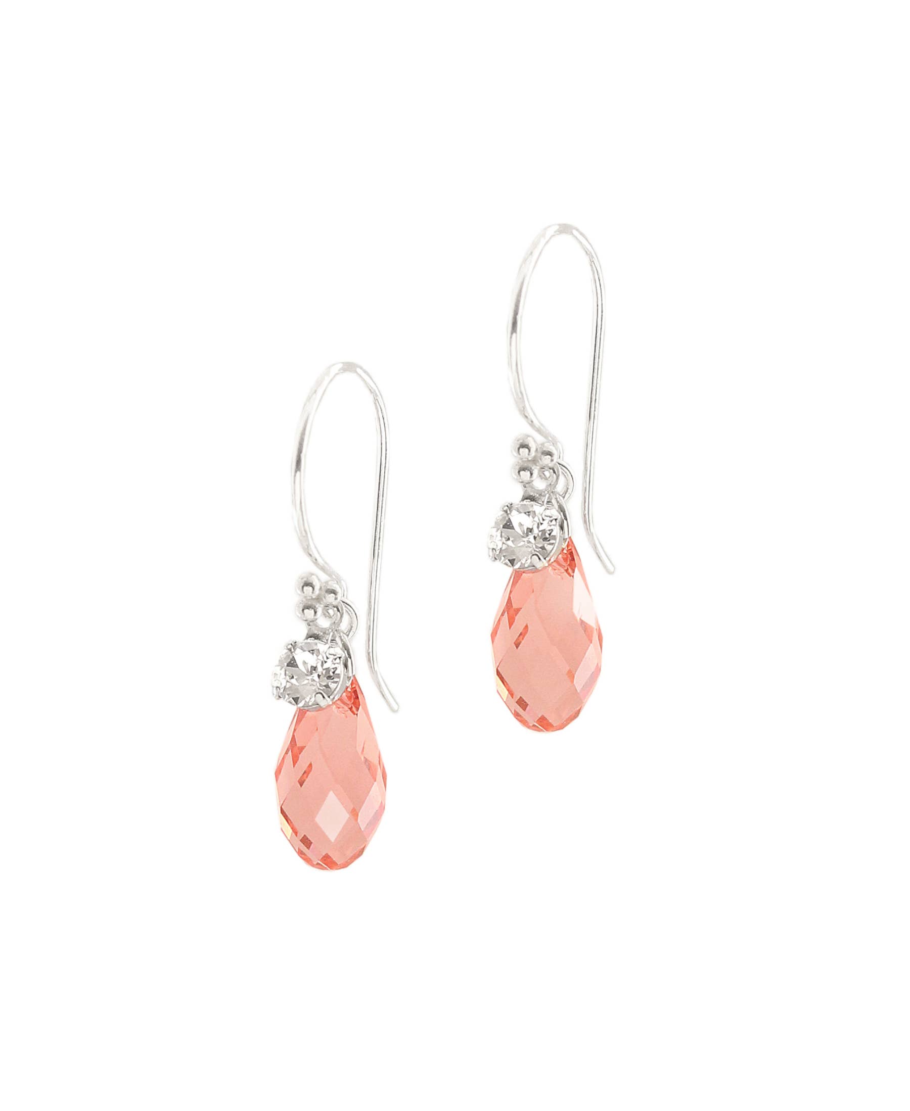 DIGE DESIGNS - Wholesale Dangle Earrings - 18K gold plated earrings with Rose Peach Austrian crystals0