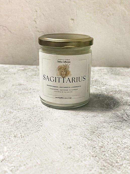 Sagittarius Zodiac Crystal Candle for wholesale by Poppy & Ember