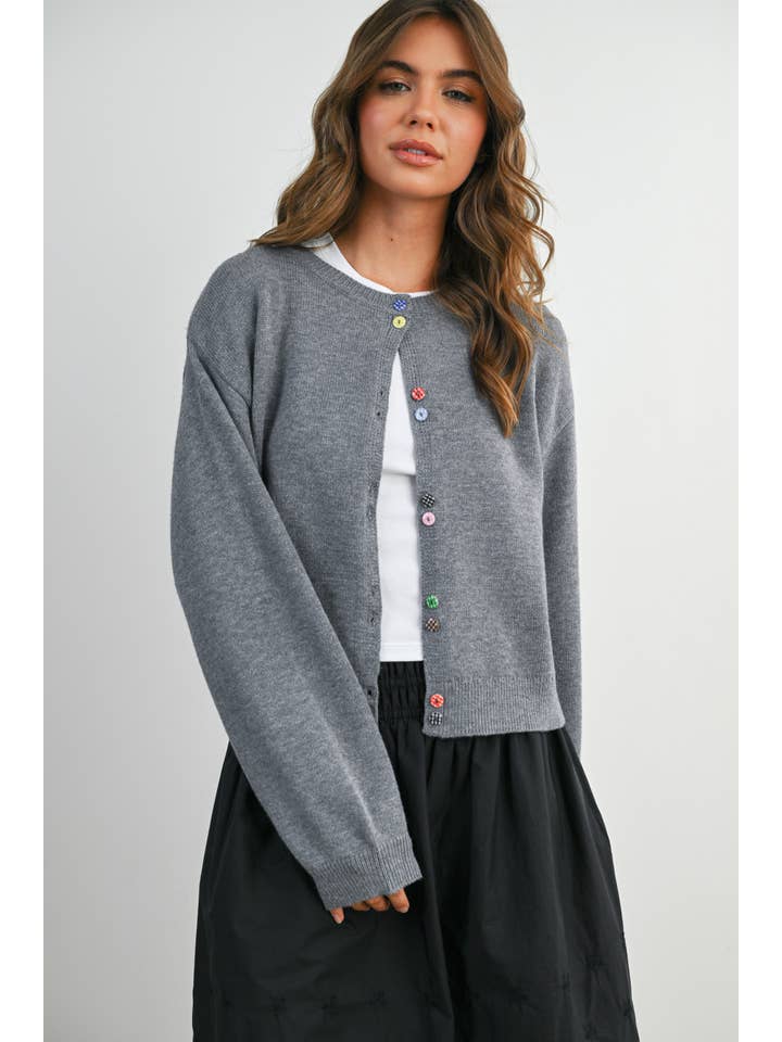 BUTTERMELON - Wholesale Cardigan - Women's - Long Sleeve Buttoned Cropped Cardigan - BMC790620