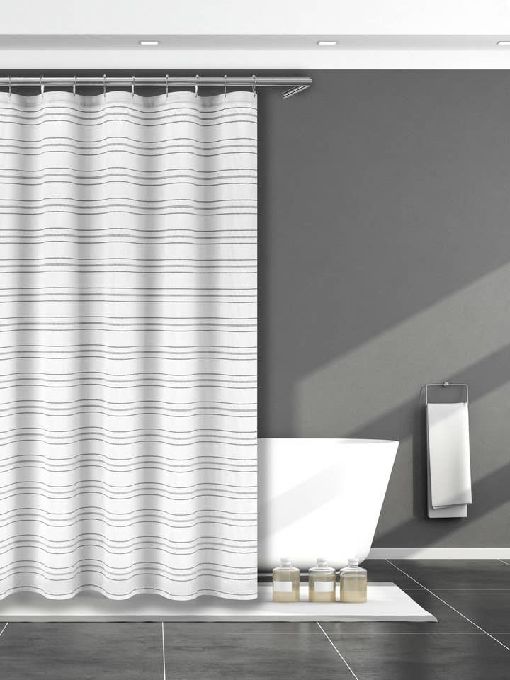 Gestreepte douchegordijnvoering in reliëfstof 70x72 voor wholesale door Duck River