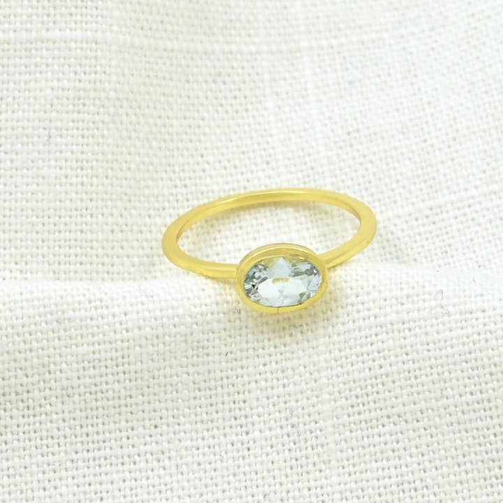 Oval Gemstone Ring Gold Silver - Blue Topaz (3 Pieces) for wholesale by Schmuckoo Berlin