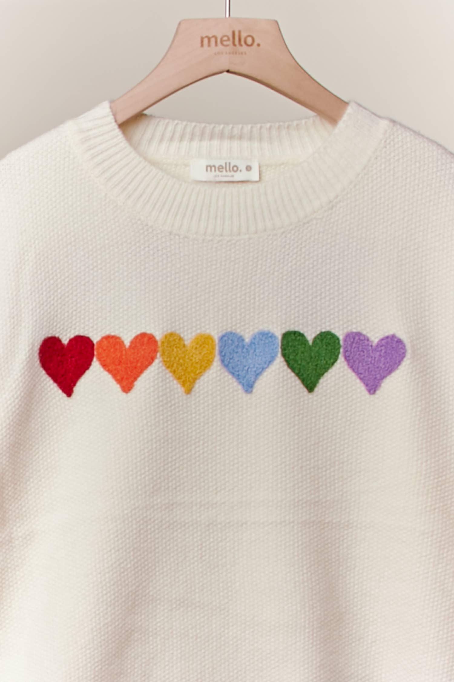 Ivory Multi Rainbow Heart Shaped Patch Sweater for wholesale on Faire4