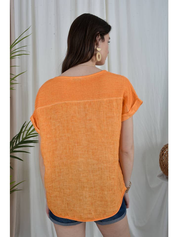ORNELLA PARIS - Wholesale Blouse - Women's - LEL-T651L linen top