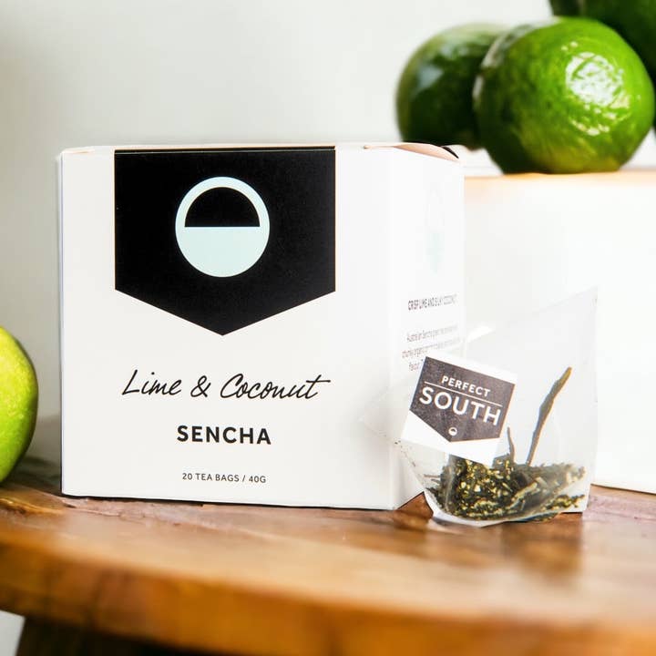 Perfect South - Wholesale Tea bags - Lime & Coconut Sencha Pyramid Green Tea Bags0