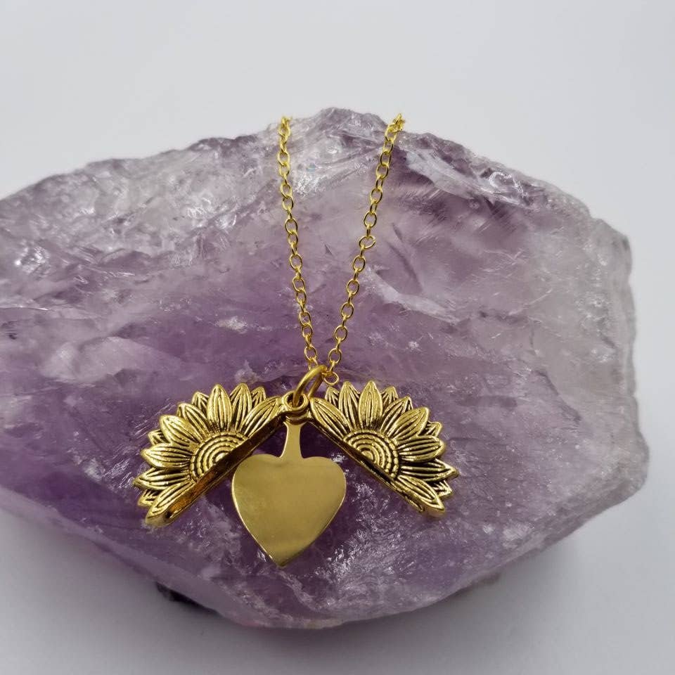 magnolia jewelry - Wholesale Pendant/charm necklace - Valentine's Day Sunflower Heart Pendant Necklace