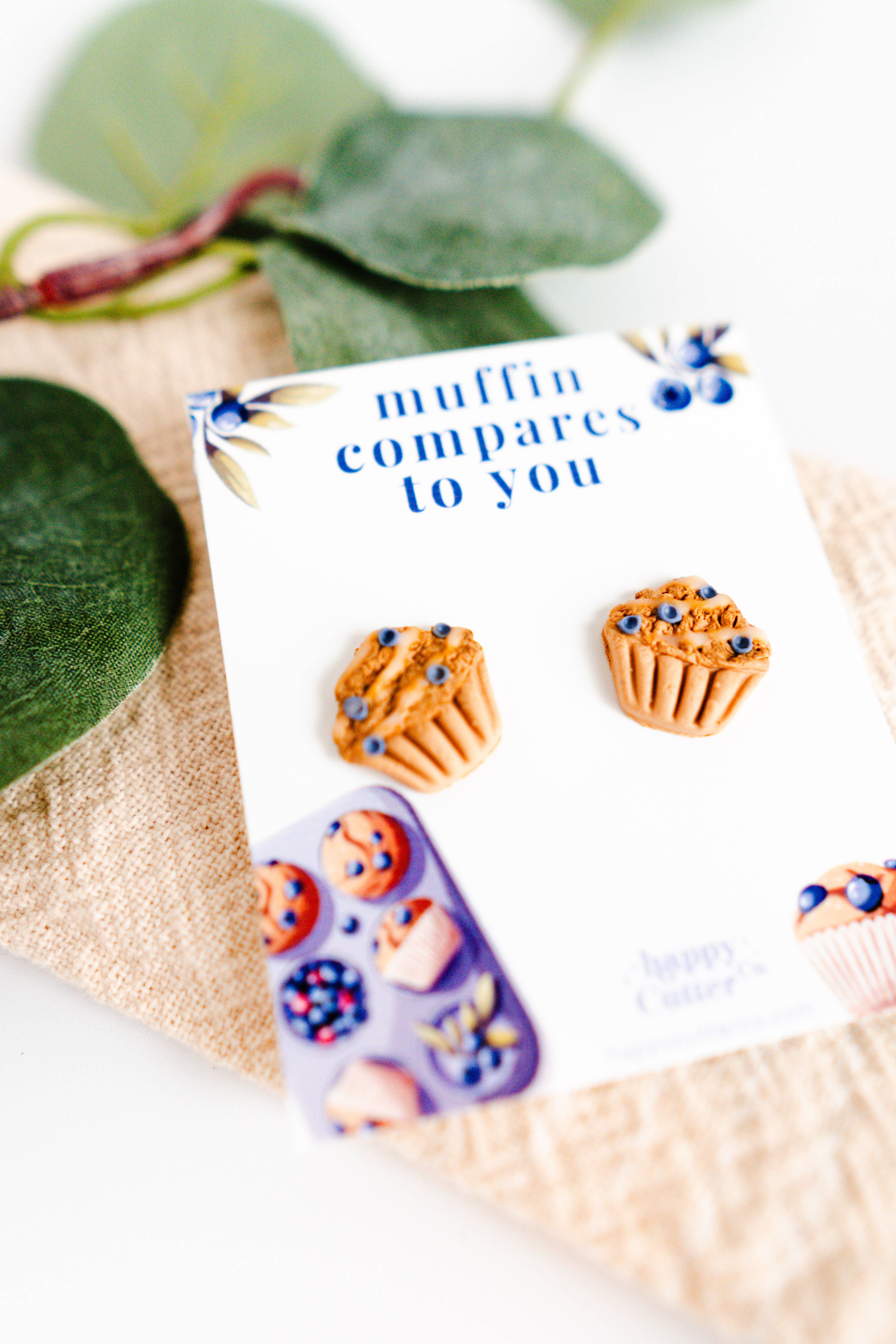 Happy Cutter Co - Wholesale Stud/Post Earrings - Blueberry Muffin Clay Stud Earrings | Foodie Bakery Gift2