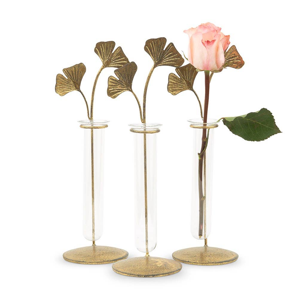 Weddingstar Inc. - Wholesale Vase - Gold Leaf Glass Test Tube Flower Vases - Set Of 31