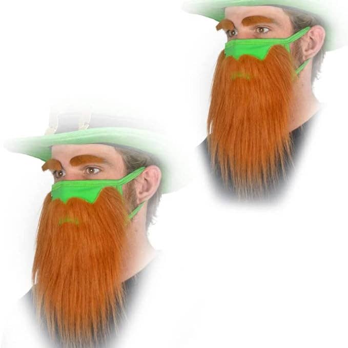 BARSUPPLY - Venta al por mayor Mascarilla facial protectora - Mascarillas faciales divertidas para el Día de San Patricio con duende barbudo (paquete de 2) para adultos