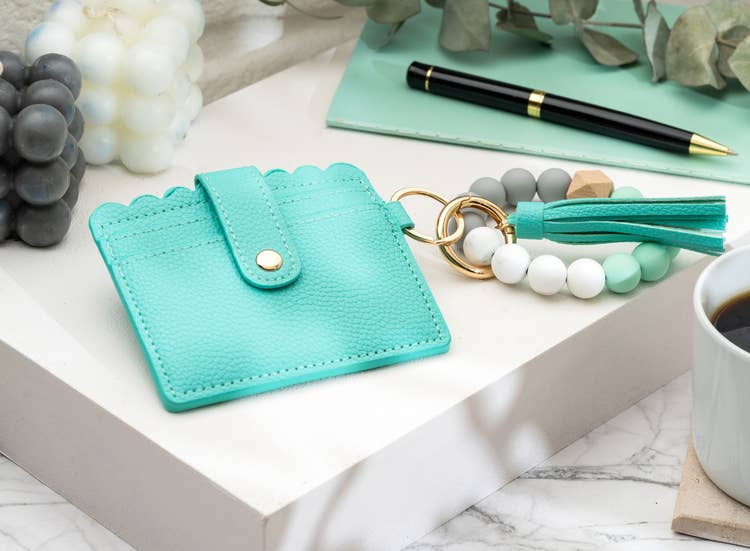 American Leather Goods - Wholesale Wallet - Women's - Leather Keychain Wallet With Wristlet Bangle Bracelet21