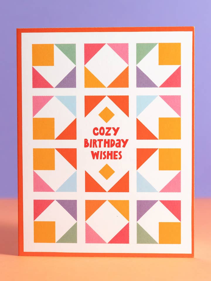 Geburtstags-Quilt-Gruß | Gemütliche bunte Quilt-Quadrate für den Großhandel von Graphic Anthology Greeting Cards