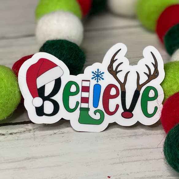 Believe kerst vinyl sticker 5-pack voor wholesale door Beautiful Mind Design