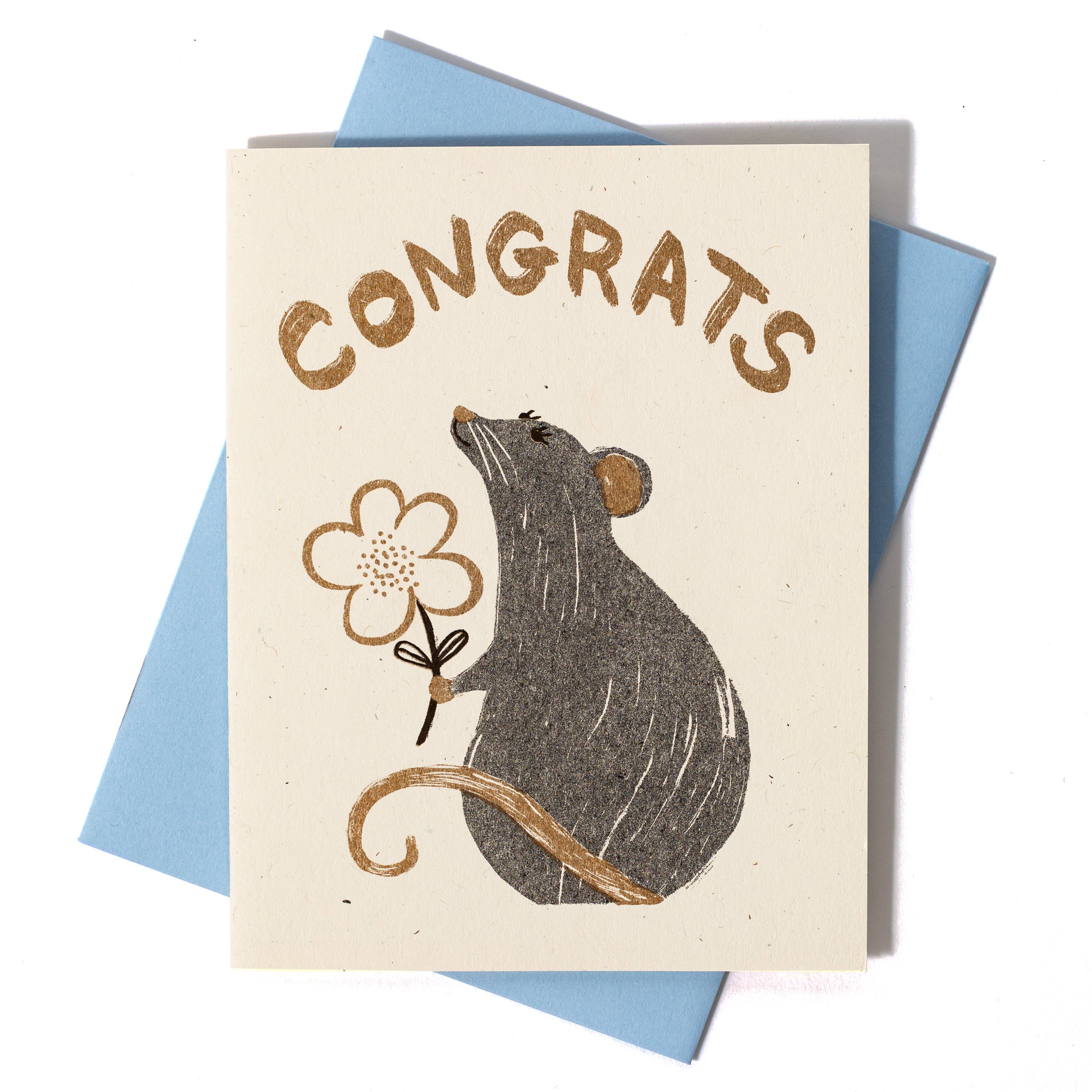 Bromstad Printing Co. - Wholesale Congratulations Card - Congrats Rat - Risograph Card2