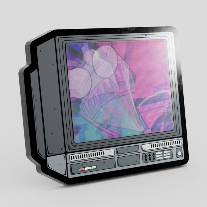 2.5" Lenticular Zim Laugh 2 CRTV Enamel Pin for wholesale by GoopyGoblins