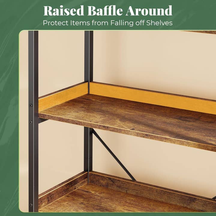 Rustic Brown 5 Tier Bookcase for wholesale on Faire4
