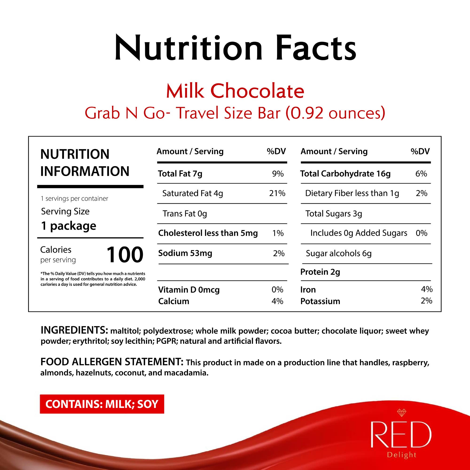 RED Chocolate - Wholesale Chocolate Bar - RED Delight®™ Milk Chocolate 0.92oz Bars5