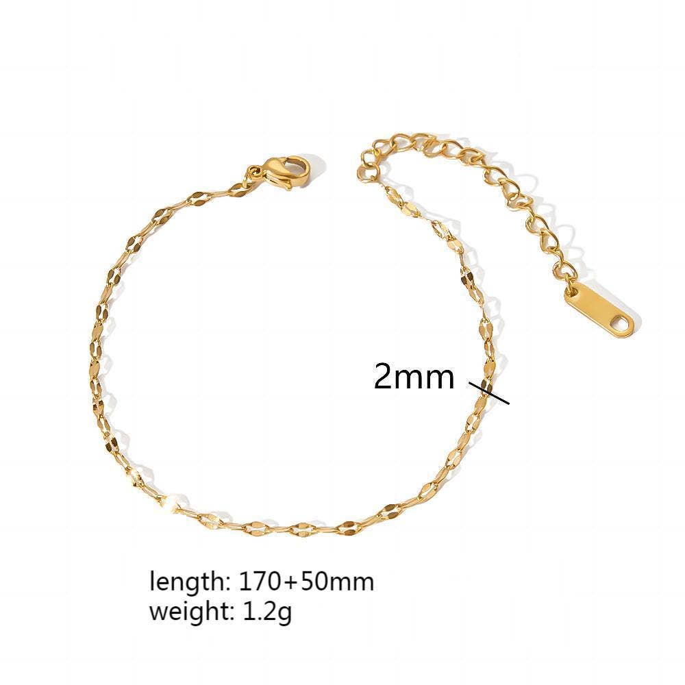 Mio Queena - Wholesale Link & Chain Necklace - Multi Style 18K Golden SS bracelet Chain DIY Accessories-FGS9