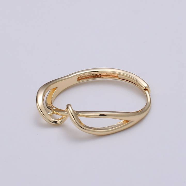 Aim Eternal - Wholesale Band/Stacked Ring - Simple Wave Gold Filled adjustable Ring R-250
