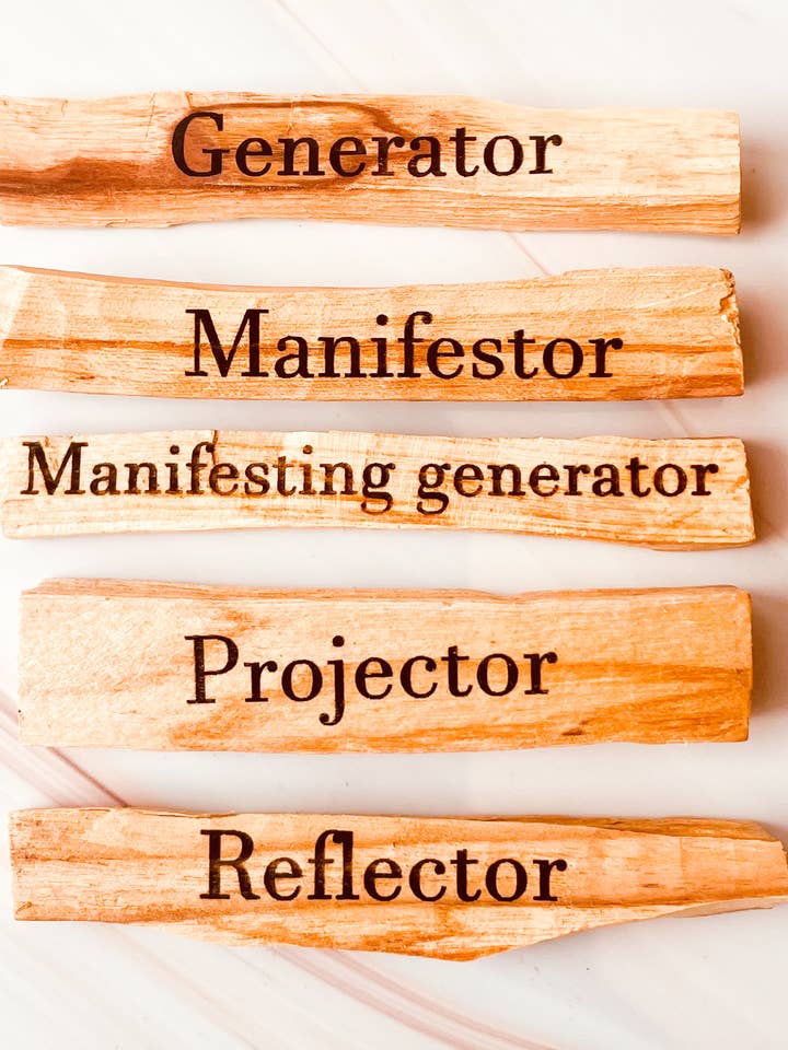 Palo Santo with text: Human Design types for wholesale by Adem & Lach