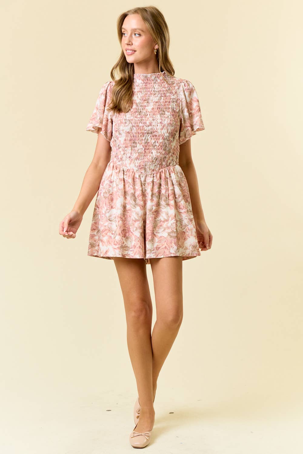 Doe and Rae – Engroshandel Romper - Dame – Blomstermønstret strikket ærmeløs romper med sidelomme - 27972R-19