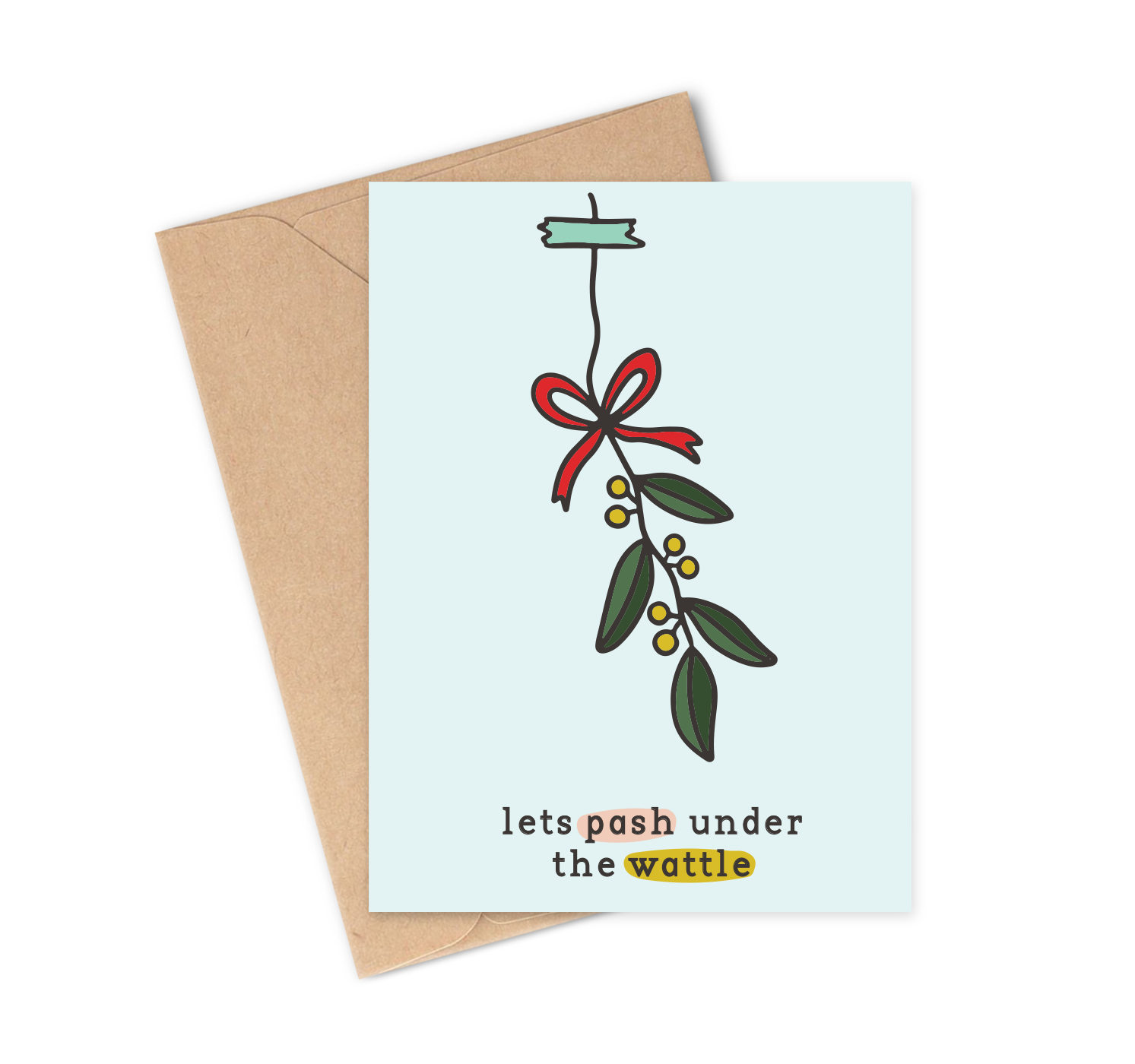 Two Brides Presents - Wholesale Love Card - LET'S PASH UNDER THE WATTLE Greeting Card1