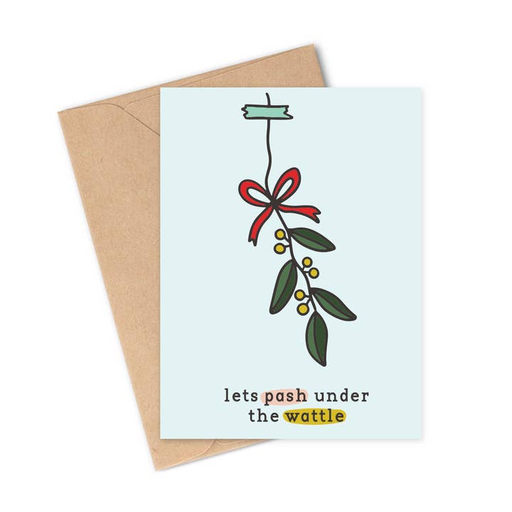 Two Brides Presents - Wholesale Love Card - LET'S PASH UNDER THE WATTLE Greeting Card1