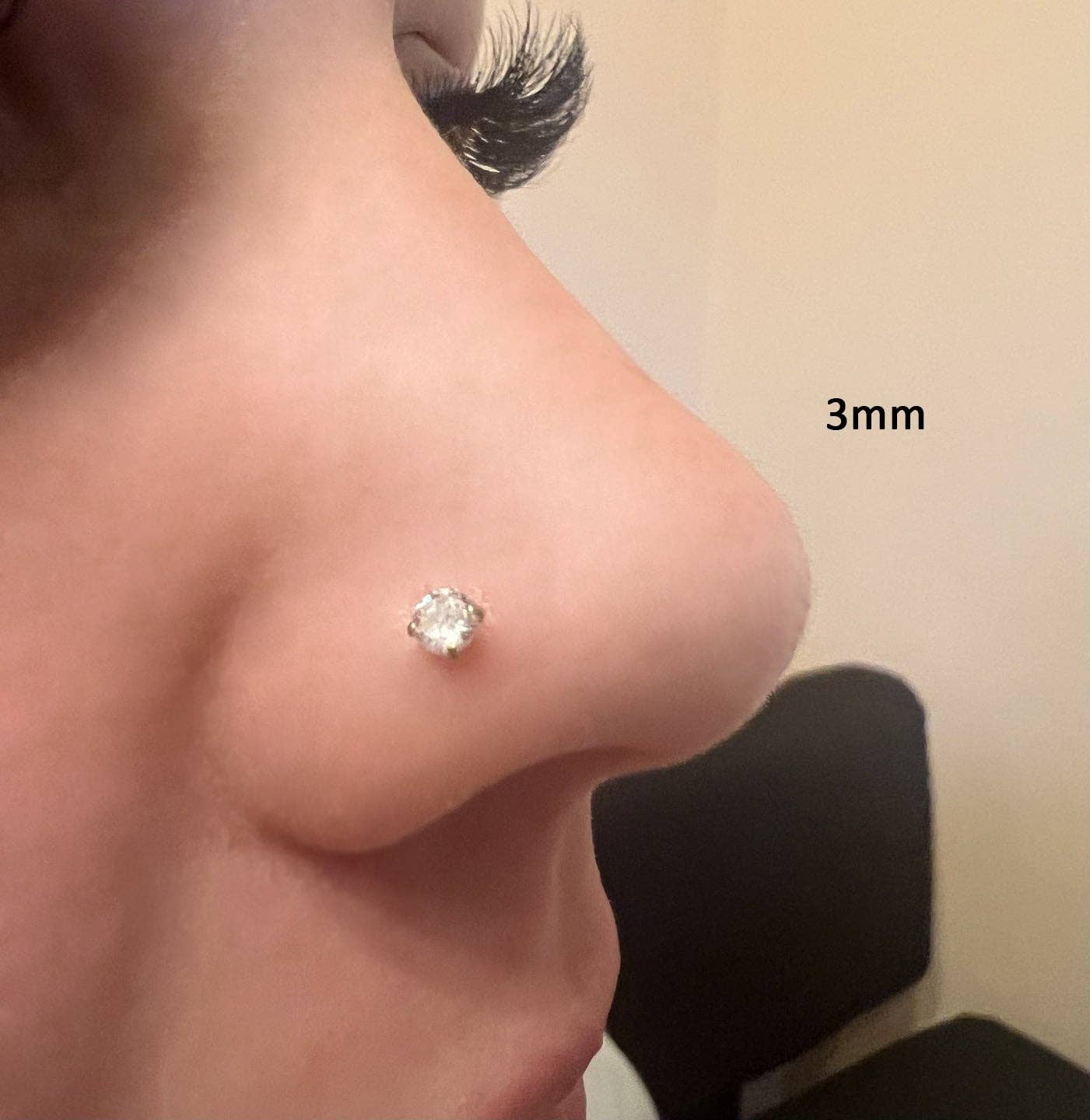 Schmuckgroßhandel - Venta al por mayor Pendiente sin pareja - Pendiente de nariz espiral de titanio con piedra de circonia2