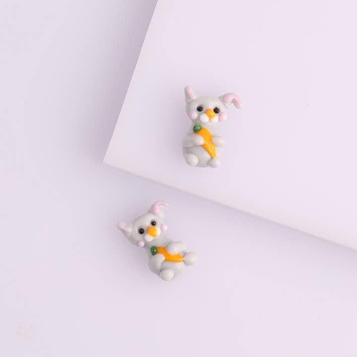 Adamodart - Wholesale Individual Charm/Pendant - Glass Rabbit carrot Bead, spacer bunny charm, DIY jewelry