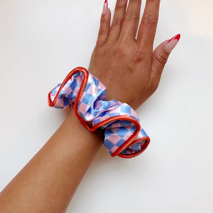 Have A Nice Day - Wholesale Scrunchie - Women’s - You do Blue Checkered Scrunchie1