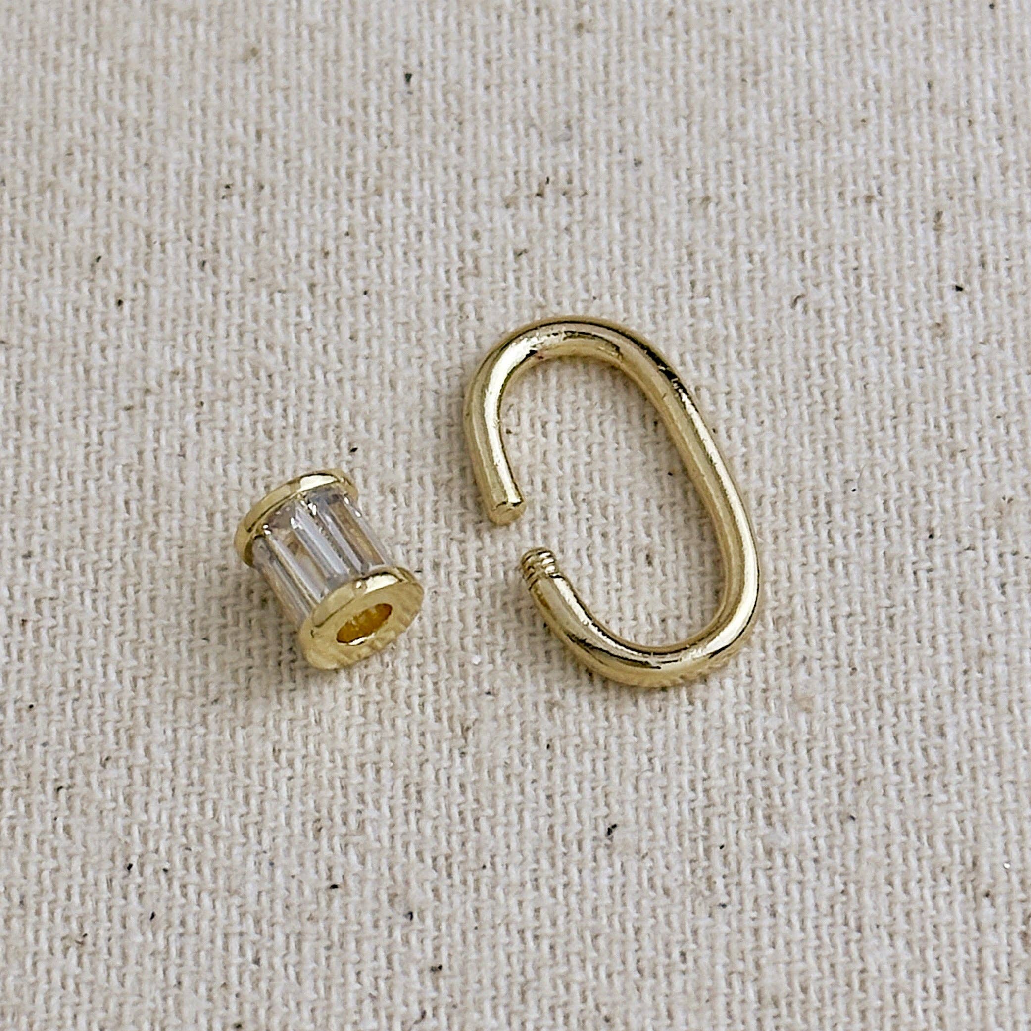 GoldFi - Wholesale Clasp - 18k Gold Filled Oblong CZ Screw Lock Clasp1