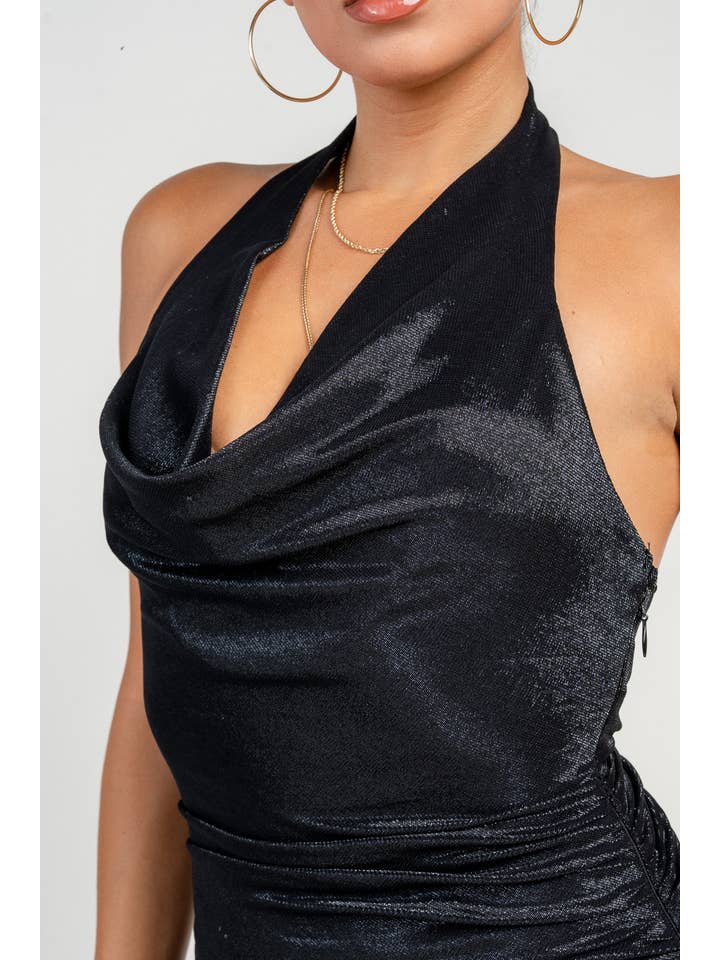 PRIVY - Wholesale Dress - Women's - Cowl Halter Neck Asymmetrical Hem Mini Dress15