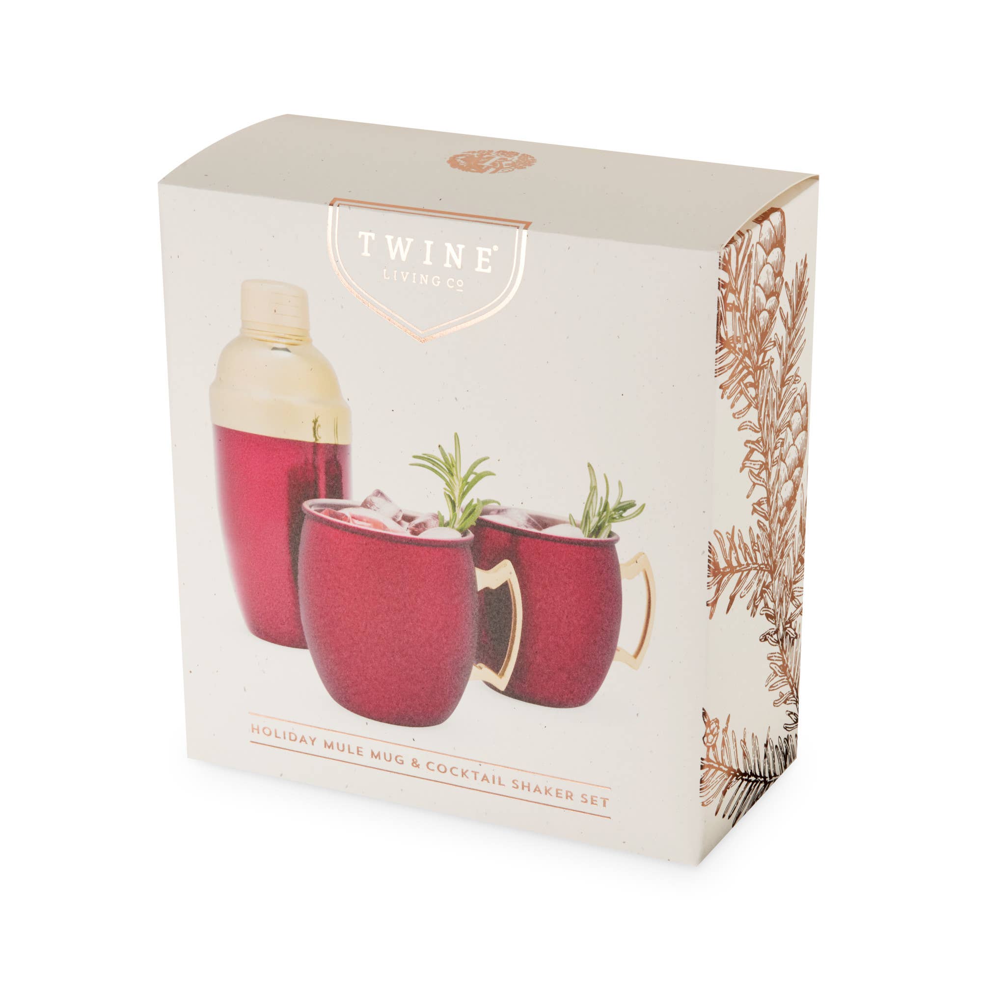 Twine - Wholesale Cocktail/Liquor Glass - Red and Gold Plated Shaker and Moscow Mule Mugs Set of 31