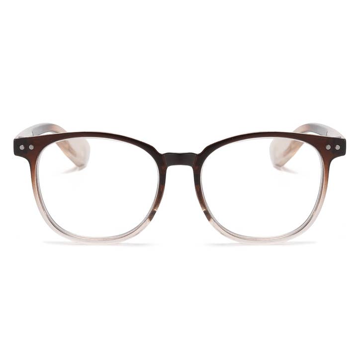 Retro Rounded Square Reading Glasses with Lightweight Two-Tone Frames RJ11070 for wholesale by Hot Sunglasses Wholesale