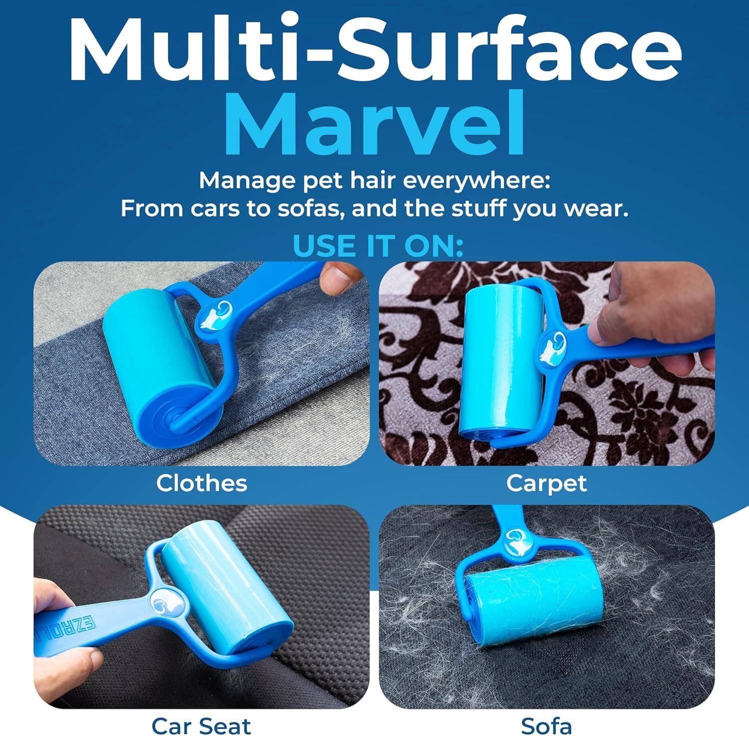 PetLovers - Wholesale Lint Roller - PetLovers EzRoll Reusable Lint Roller - Sticky for Life 4