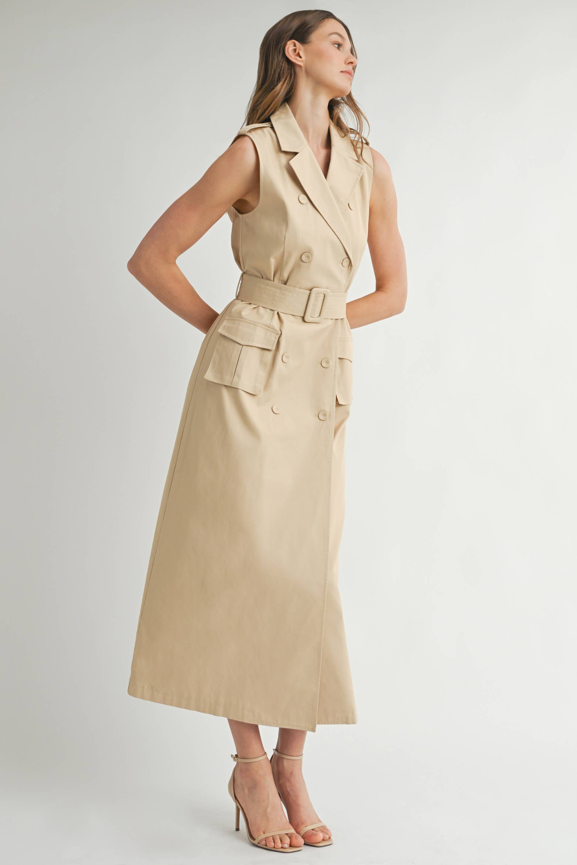 COMBO IVOIRE LD1869 La Robe Trench Sans Manches Ceinturée en vente sur Faire