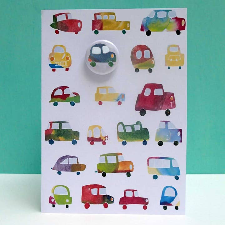 The Black Rabbit - Wholesale Gewone wenskaart - Wenskaart met badge - Cars pick n mix2