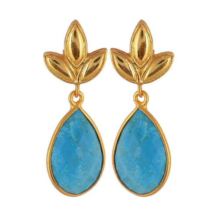 Boucles d'oreilles en argent sterling 925 serties de pierres précieuses turquoises pour la vente par DIAJEWELS USA LLC