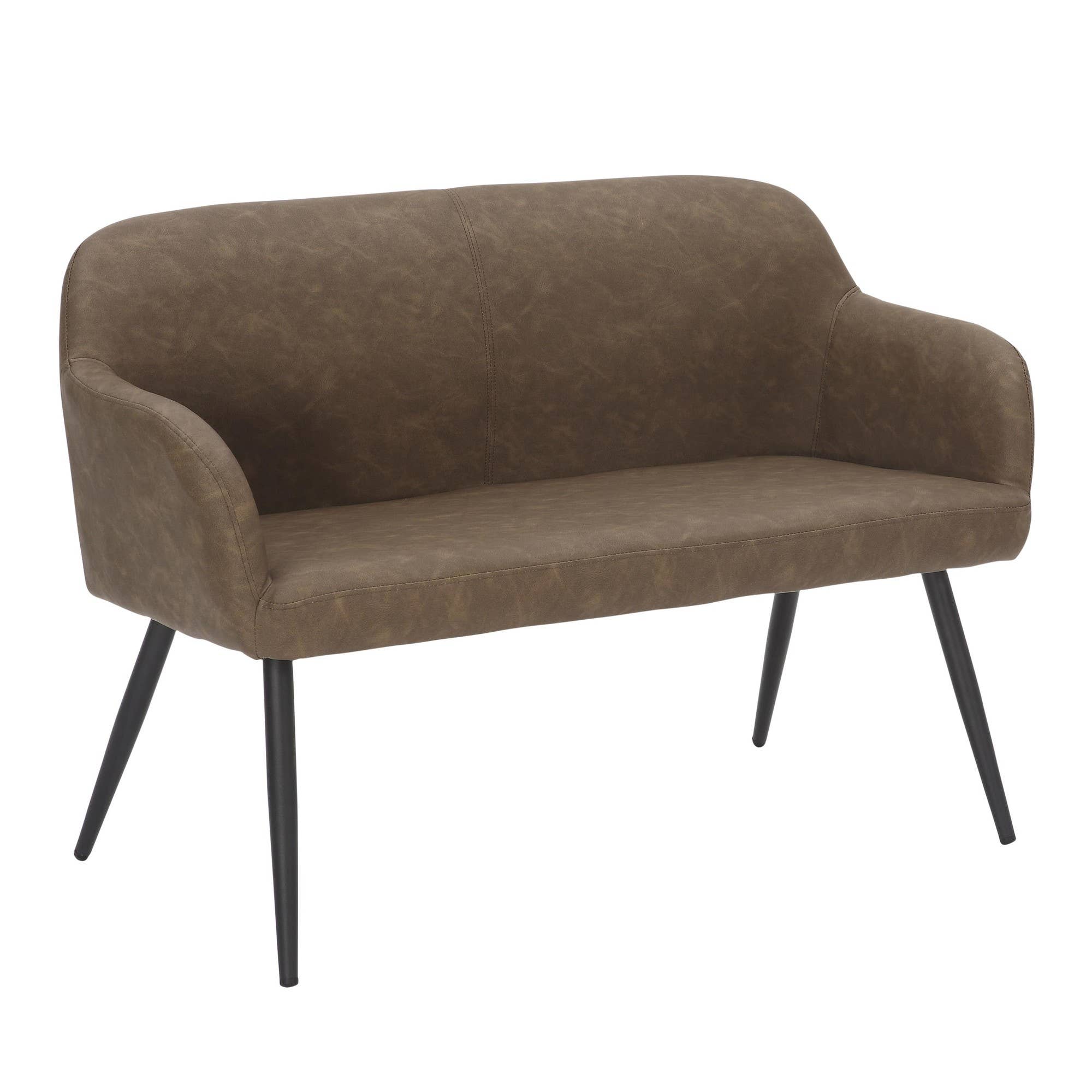 Black Steel Camel PU Daniella High Back Bench for wholesale on Faire8