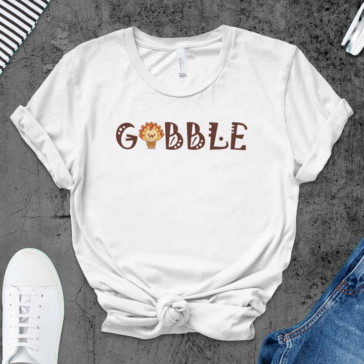 Cute Turkey Thanksgiving Shirt - Funny Gobble Tee for Fall Festivities Unisex for wholesale by FreakyTeeFactory