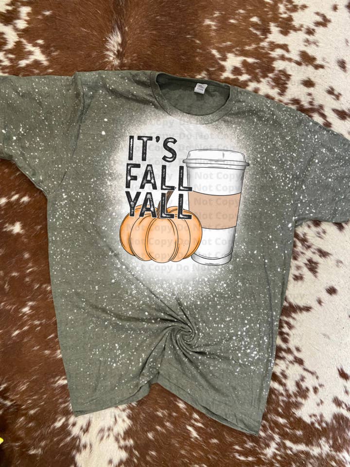 Camiseta It's Fall Y'all Bleach para venta al por mayor de Cute As A Rustic Button