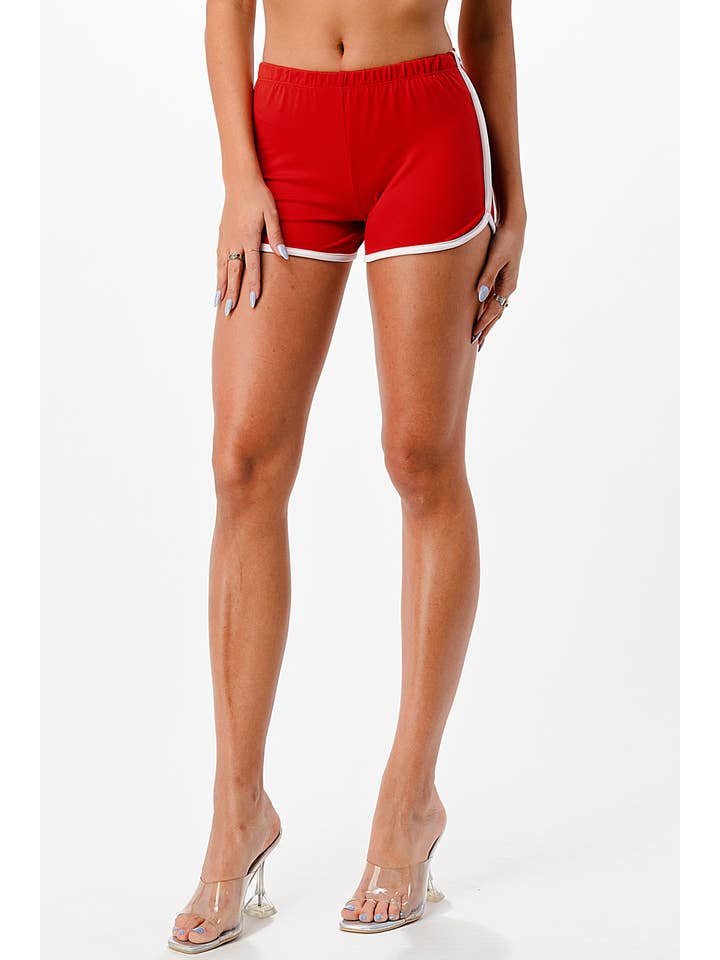 Lime All the Time - Wholesale Shorts - Women's - Solid Colored Shorts with White In-Seam Piping