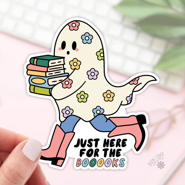 Just Here for the Books Ghost Stickers / Bookish Stickers for wholesale by Book Lover Merch Shop