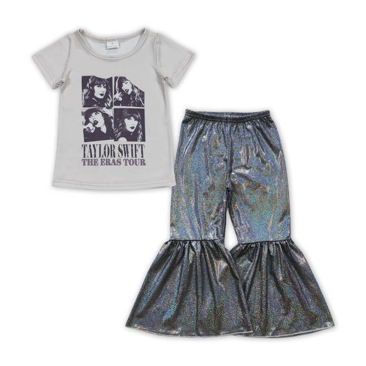 Yawoo Garments - Wholesale Top & Pant Set - Kids - Short sleeves top shinny pants singer girls clothing