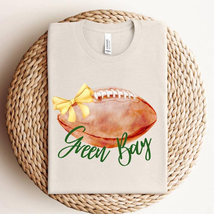 Maglietta Green Bay Football Bow per la vendita all'ingrosso da parte di Simply Midwest