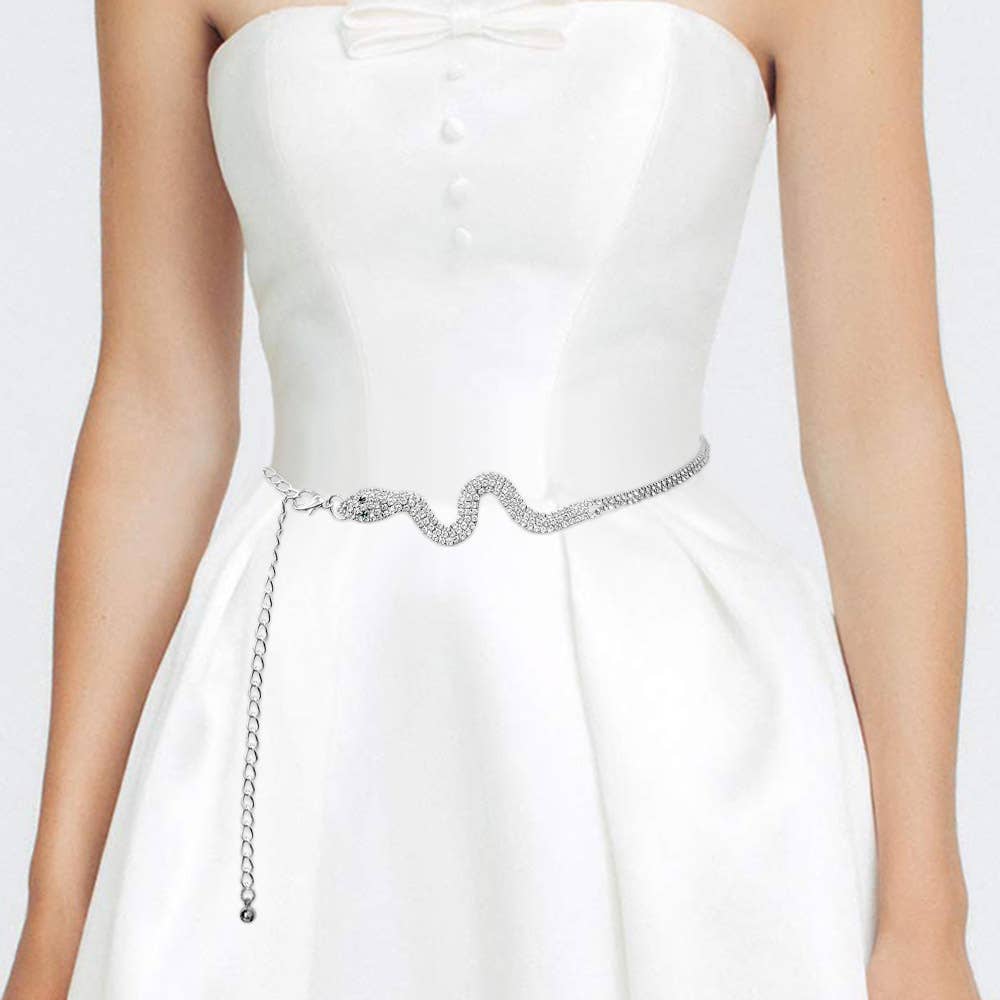 Sensibling Corp. – wholesale Belt – Women's – Rhinestone Paved Snake Chain Waist Belt2