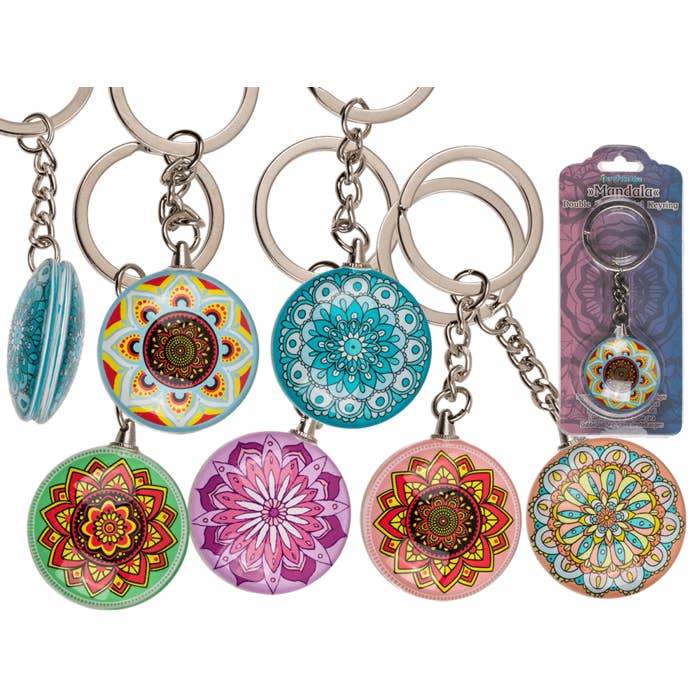 Out of the blue KG - Wholesale Keychain - Unisex - Double sided metal keyring, Mandala,