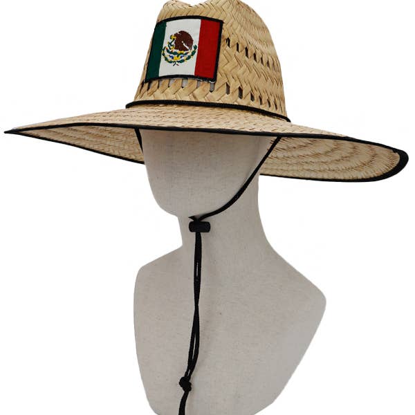 Cap Zone - Wholesale Strohoed - Uniseks - Mexicaanse vlag gepatchte natuurlijke stro outdoor badmeesterhoed3
