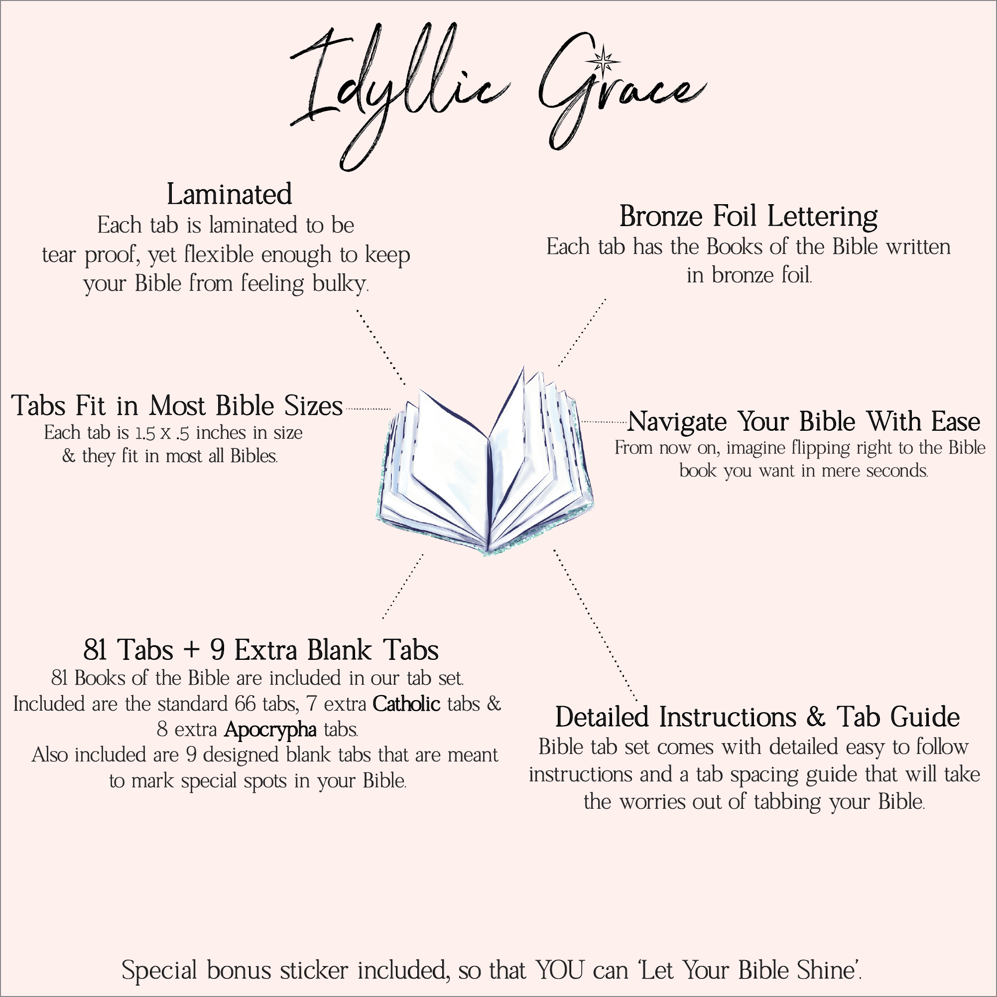 Idyllic Grace - Wholesale Bladwijzer - Be The Light Bronze Foiled Bible Tabs6